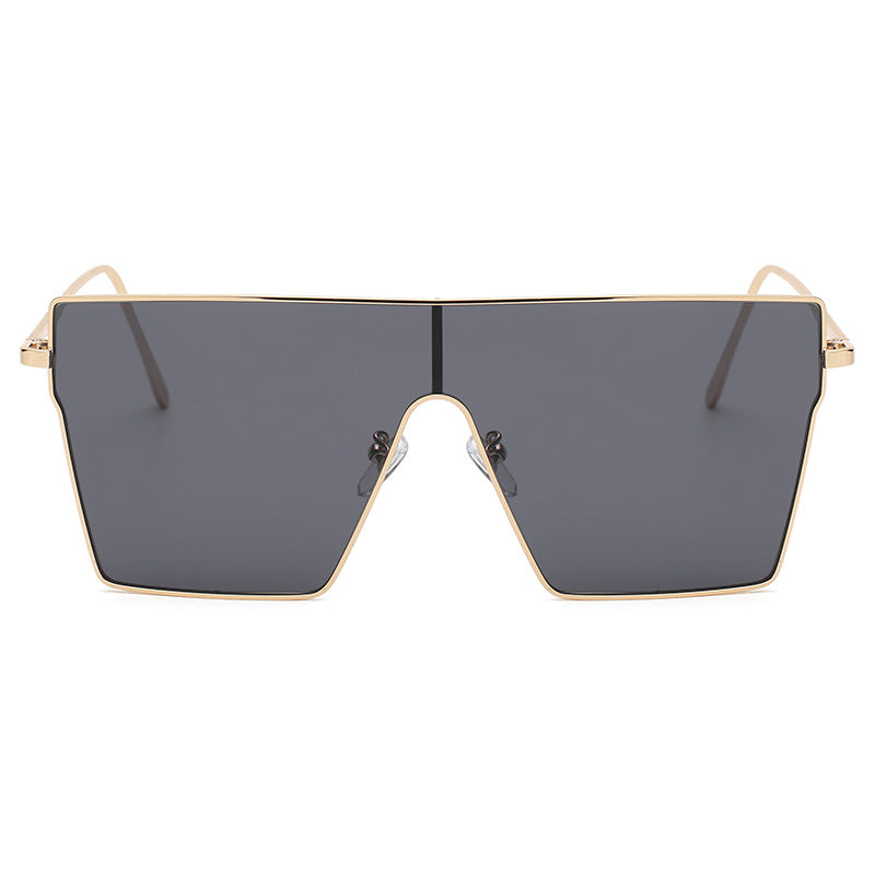 New Fashion Large Frame Square Sunglasses Women's Trendy One Piece Metal Sunglasses