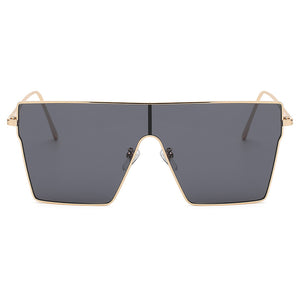 New Fashion Large Frame Square Sunglasses Women's Trendy One Piece Metal Sunglasses