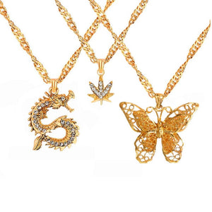 Bohemian Multilayer Necklaces For Women Men Gold Butterfly Portrait Coin Cross Crystal Chokers Necklace Trendy New Jewelry Gifts