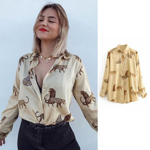 women satin blouse long sleeve zebra print shirts vintage office ladies tops femme chandails za 2020 fashion blusa de mujer ins