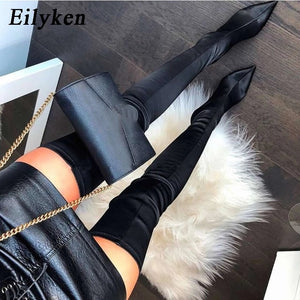 Eilyken 2022 Thigh High Boots Over The Knee Elastic Stretch Boots Women Botas Mujer Sexy Knee High Heels Sock Boots New